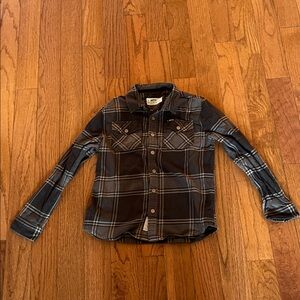 Kids Plaid Button Down Shirt - Black and Gray
